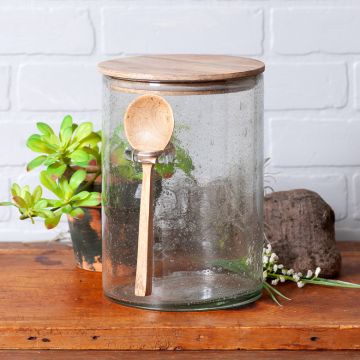 1.5-Gal Bubble Glass Canister with Wood Spoon