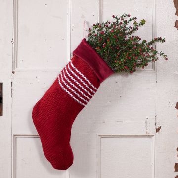 24-Inch Red Stocking with White Stripes