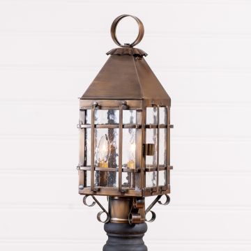 Barn Outdoor Post Light in Solid Weathered Brass - 3-Light
