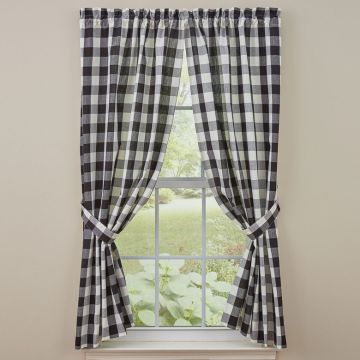 Black and Cream Check Unlined Panels 63-Inch