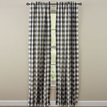 Black and Cream Checked Lined Panels 84-Inch