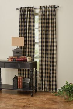 Black and Tan Check Lined Panels 84-Inch