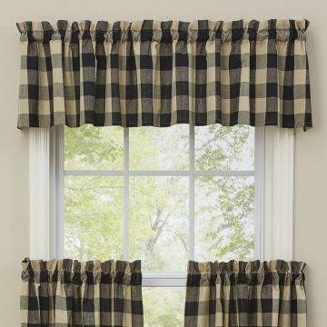 Black and Tan Check Unlined Valance 14-Inch