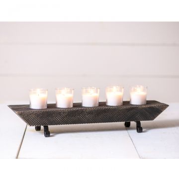 Black Wooden Candle Holder on iron legs