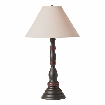 Davenport Wood Table Lamp in Rustic Black with Ivory Linen Shade