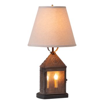 Harbor Lamp with Linen Empire Shade in Kettle Black