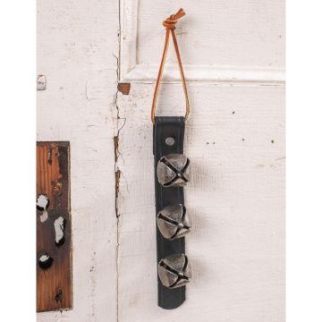 Jingle Bells Strap of 3 with Leather String Hanger