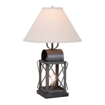 Keeping Room Lamp in Smokey Black with Linen Fabric Shade