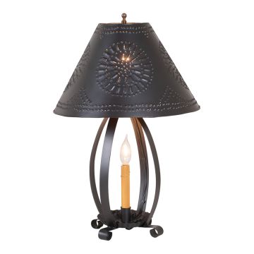 Lizzie Ross Lamp in Smokey Black with Metal Tapered Shade