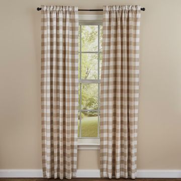 Natural and Cream Check Lined Panels 84-Inch