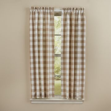 Natural and Cream Check Unlined Panels 63-Inch