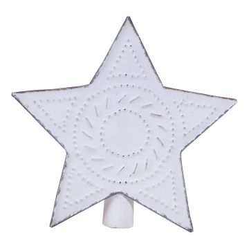 Punched Tin Star Tree Topper in Rustic White