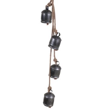 Rustic Hanging Cow Bell Set in Antique Silver