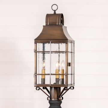 Stenton Outdoor Post Light in Solid Weathered Brass - 3-Light