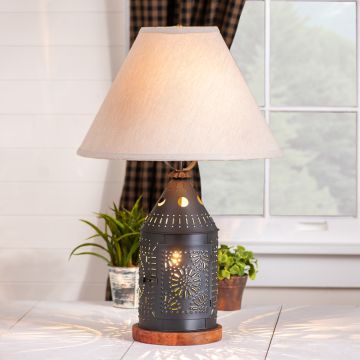 Tinner's Revere Lamp with Linen Fabric Shade