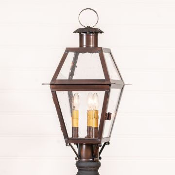 Town Crier Outdoor Post Light in Solid Antique Copper - 3-Light