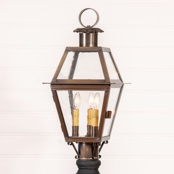 Town Crier Outdoor Post Light in Solid Weathered Brass - 3-Light