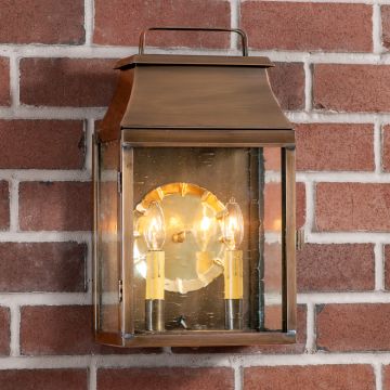 Valley Forge Outdoor Wall Light in Solid Weathered Brass - 2-Light