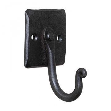 4-Inch Wrought Iron Wall Hooks with Mount Plate