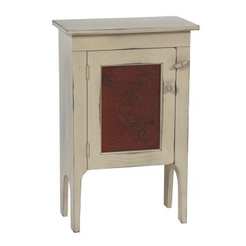 Accent Cabinet with rusty panel in cream