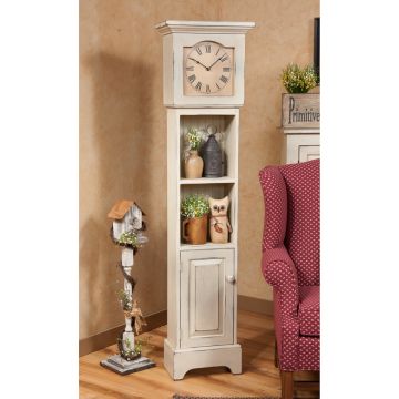 Grandfather Clock with Shelves in Cream