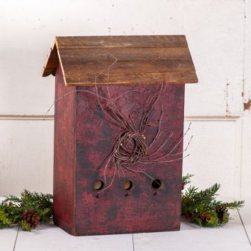 Large Burgundy Wooden Birdhouse