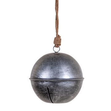 Rustic Hanging 6-Inch Dia Jingle Bell in Antique Silver