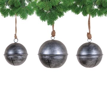 Rustic Hanging Jingle Bell Set in Antique Silver