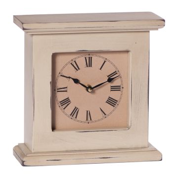 Small Wooden Mantle Clock in Cream