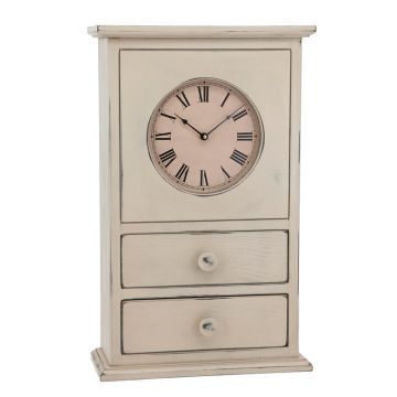 Two Drawer Clock in Cream