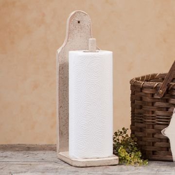 Wooden Paper Towel Holder in textured cream