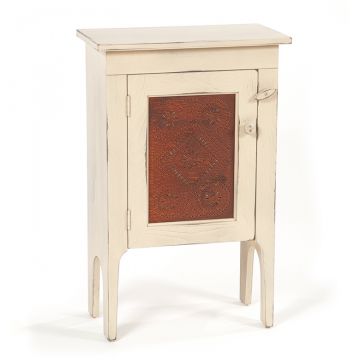 Accent Cabinet with rusty panel in cream