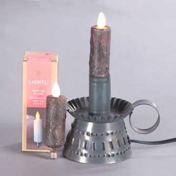 Electric Moving Flame Taper Candle in Black