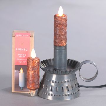 Electric Moving Flame Taper Candle in Brown