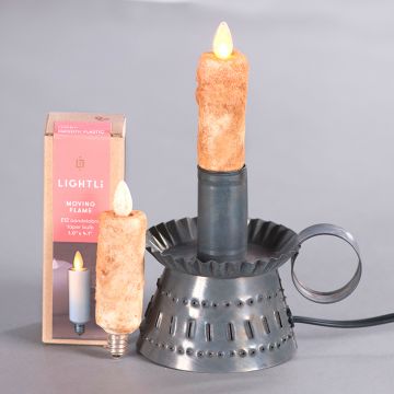 Electric Moving Flame Taper Candle in Burnt Ivory