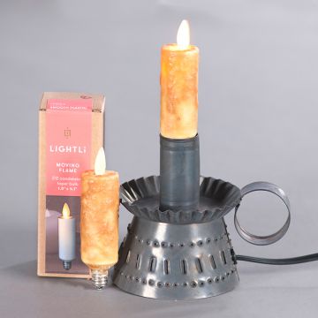 Electric Moving Flame Taper Candle in Mustard