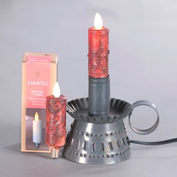 Electric Moving Flame Taper Candle in Burgundy