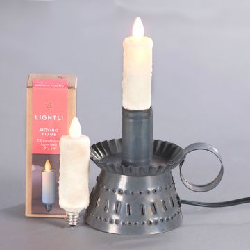 Electric Moving Flame Taper Candle in Ivory