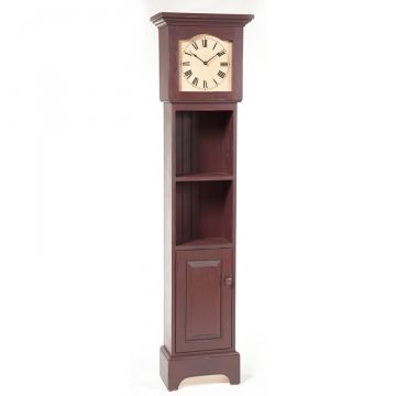 Grandfather Clock with Shelves in Red