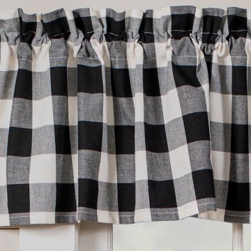 Black and Cream Check 14-Inch Unlined Valance