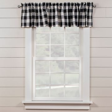 Black and Cream Check 14-Inch Unlined Valance