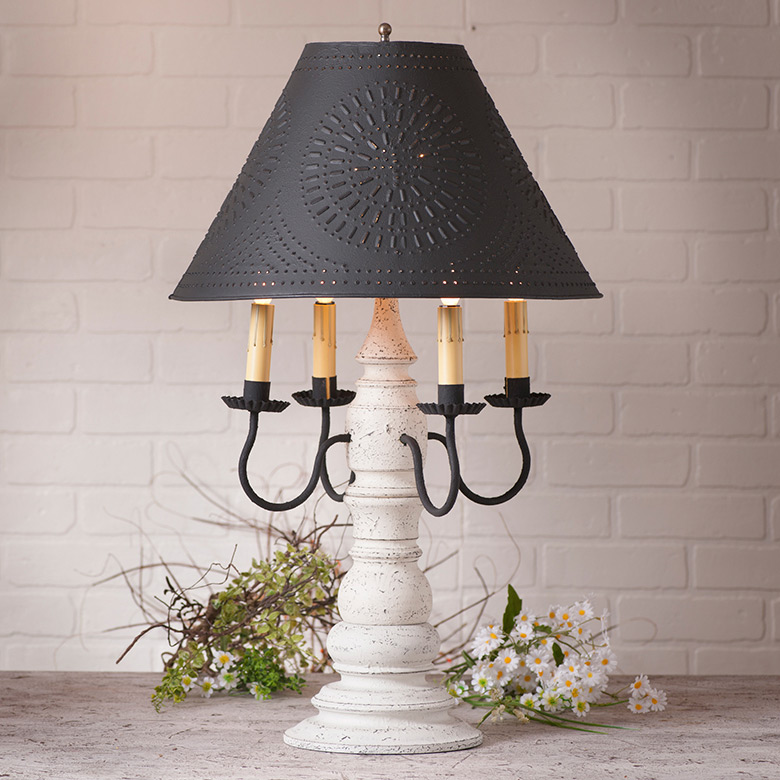 Irvins Tinware: Bradford Lamp in Americana White with Textured Black ...