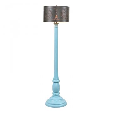 Brinton Floor Lamp in Misty Blue with Metal Drum Shade