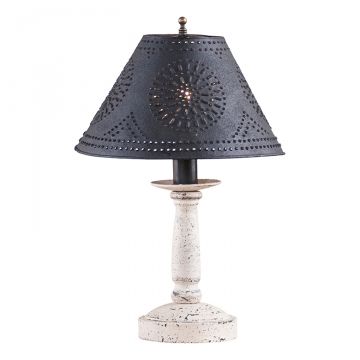 Butcher's Lamp in Americana White with Textured Black Tin Shade