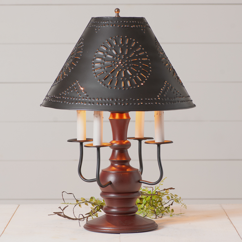 Irvins Tinware: Cedar Creek Wood Table Lamp in Rustic Red with Metal ...