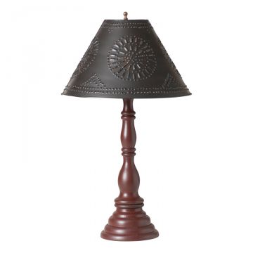 Davenport Wood Table Lamp in Rustic Red with Metal Tapered Shade