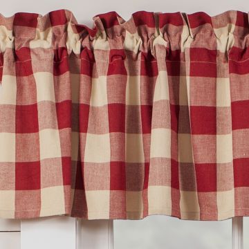 Garnet and Tan Check 14-Inch Unlined Valance