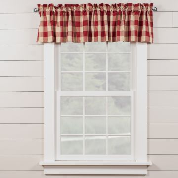 Garnet and Tan Check 14-Inch Unlined Valance