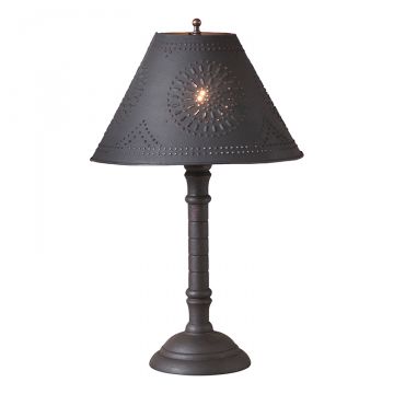 Gatlin Lamp in Hartford Black over Red with Textured Black Tin Shade