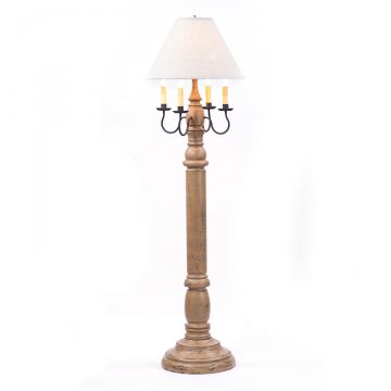 General James Floor Lamp in Pearwood with Linen Ivory Shade